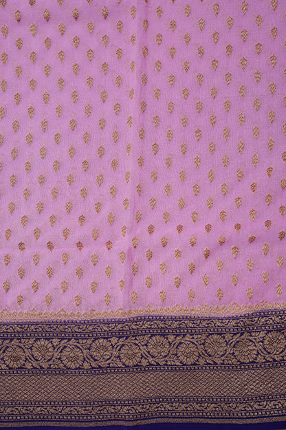 Pure Khadi Georgette Banarasi Saree - Pink & Purple