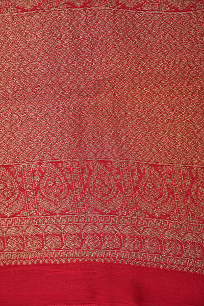 Tussar Banarasi Raw Silk Saree – Regal Red with Gold Mango Buttis