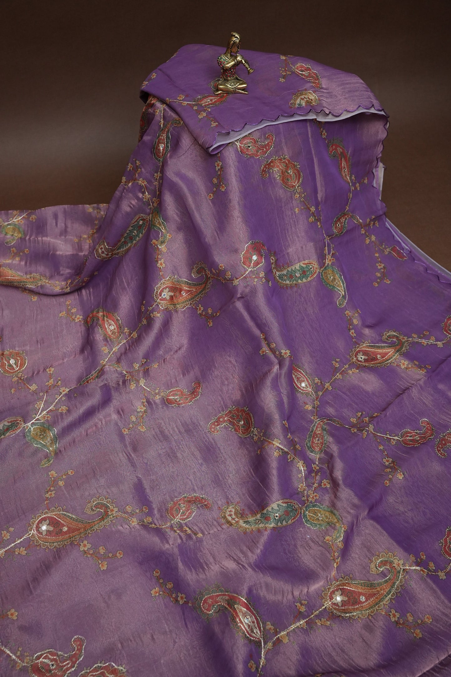 Lavender Glass Tissue Organza Designer Party Wear Saree