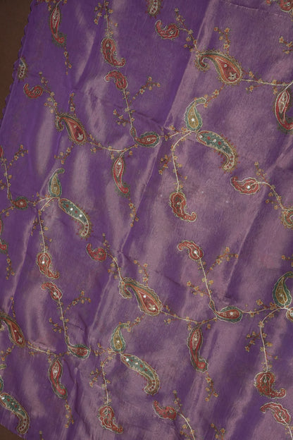 Lavender Glass Tissue Organza Designer Party Wear Saree