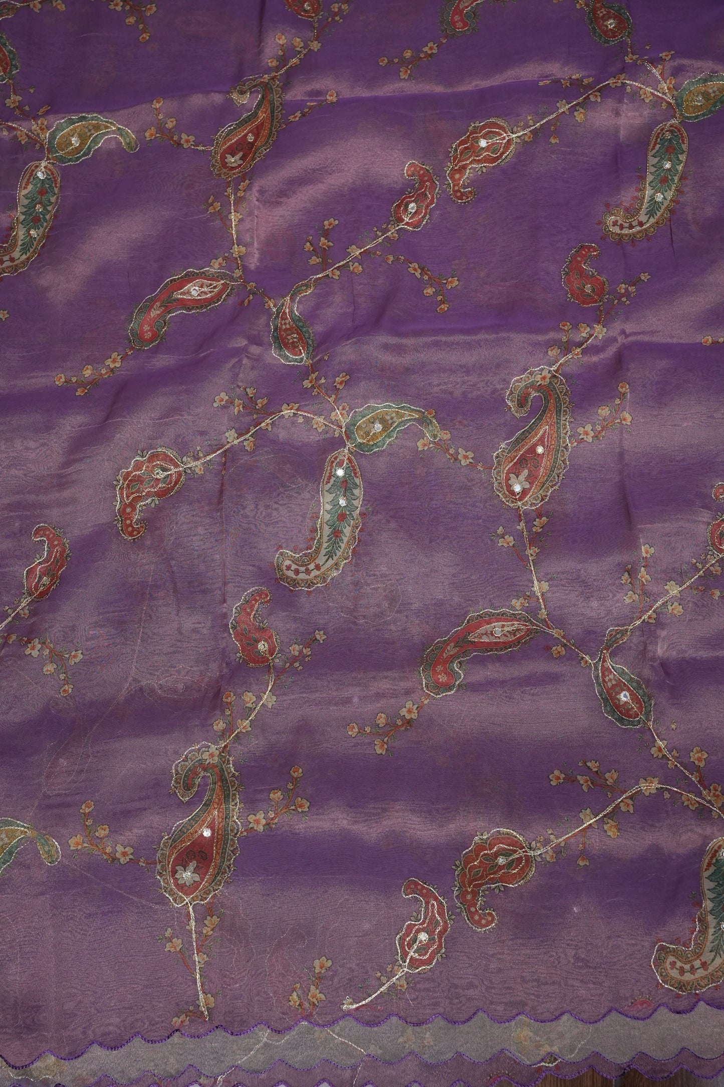 Lavender Glass Tissue Organza Designer Party Wear Saree