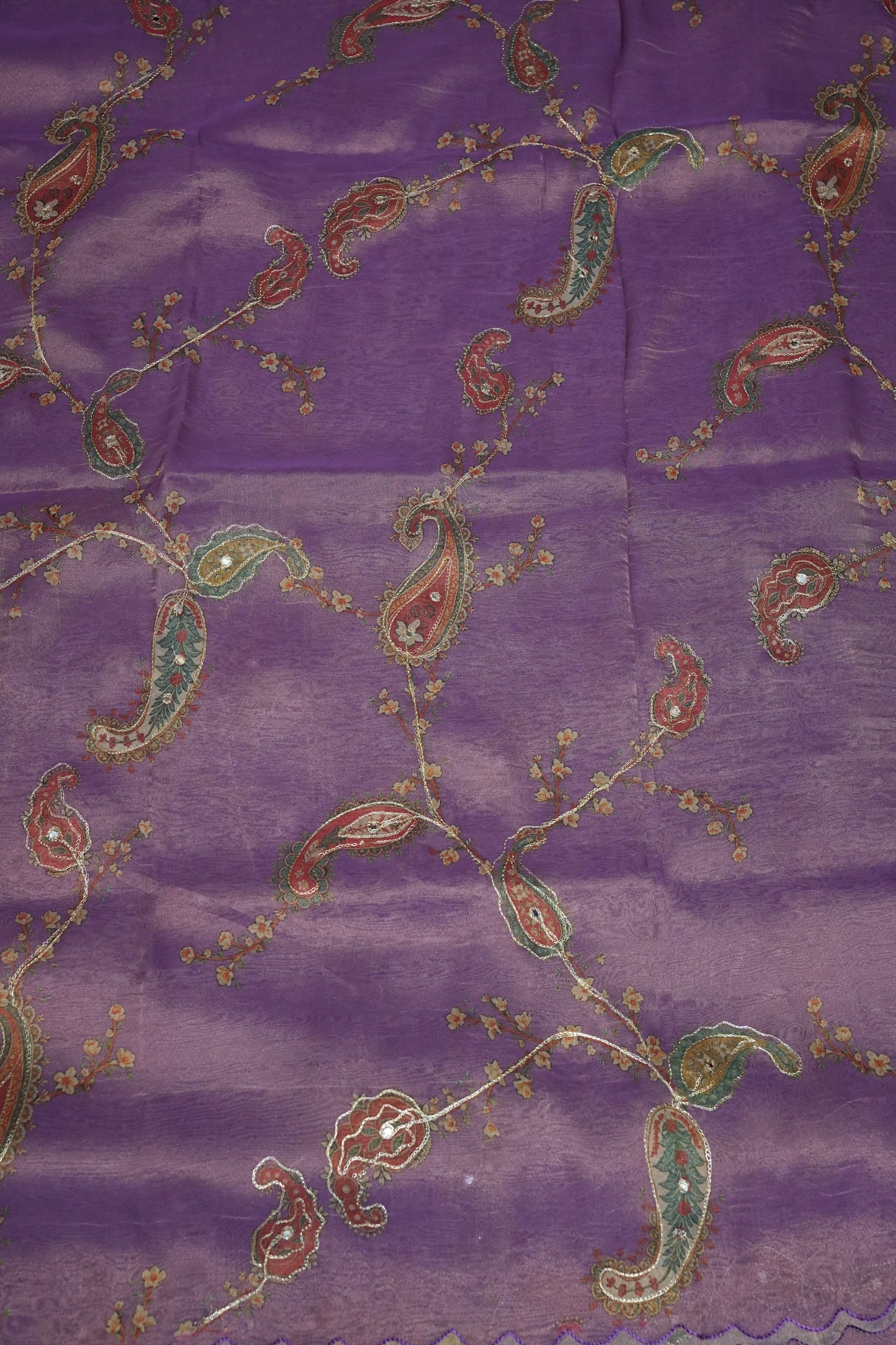 Lavender Glass Tissue Organza Designer Party Wear Saree
