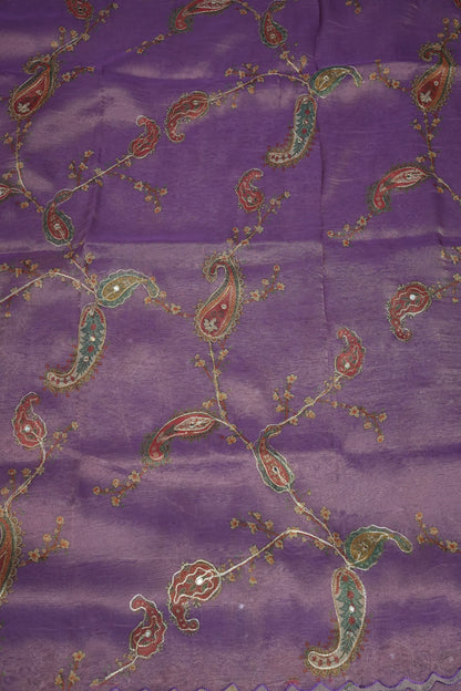 Lavender Glass Tissue Organza Designer Party Wear Saree