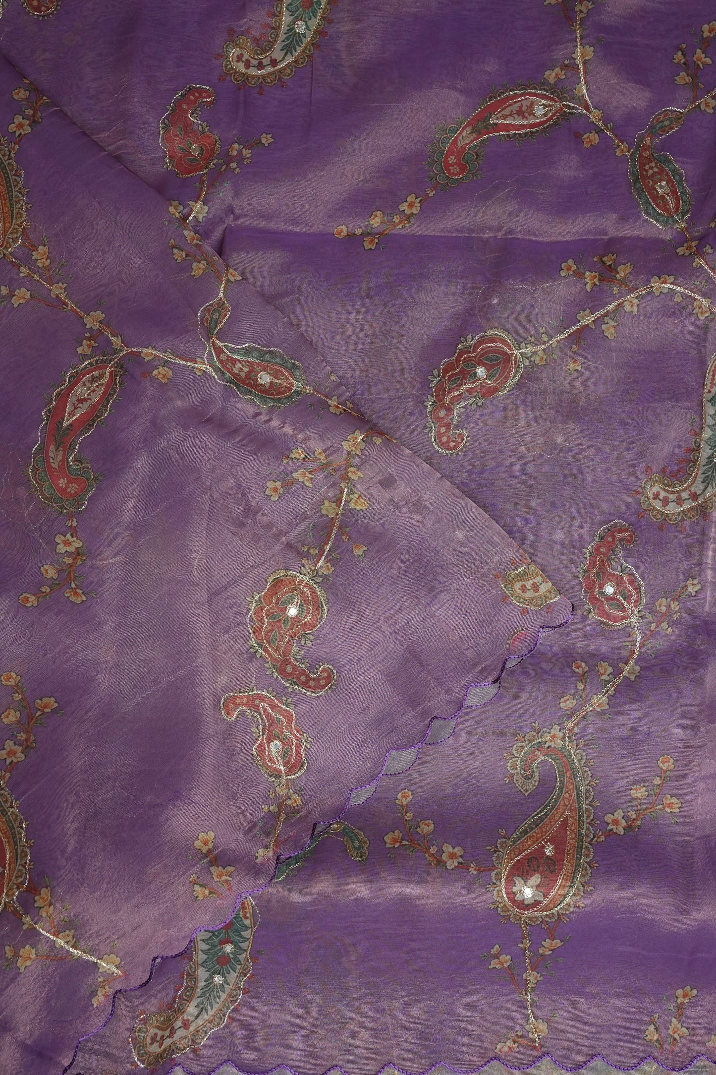 Lavender Glass Tissue Organza Designer Party Wear Saree