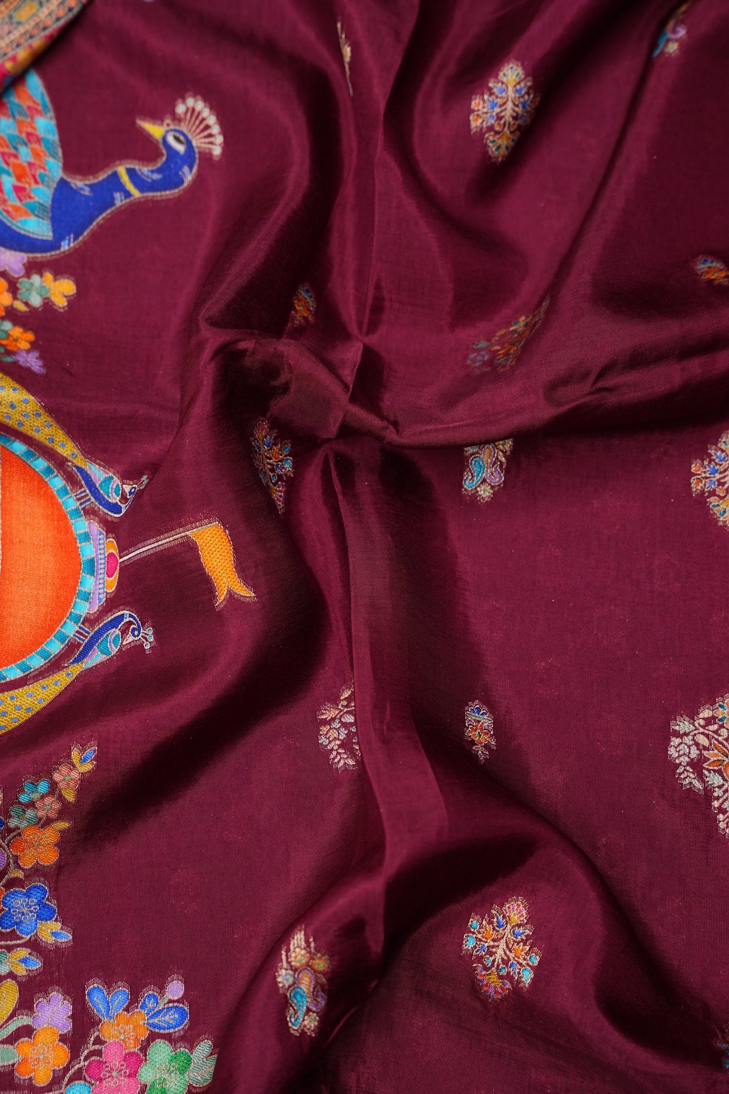 Kashmiri Pashmina Banarasi Story Telling Saree - Maroon