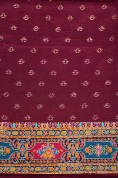 Kashmiri Pashmina Banarasi Story Telling Saree - Maroon