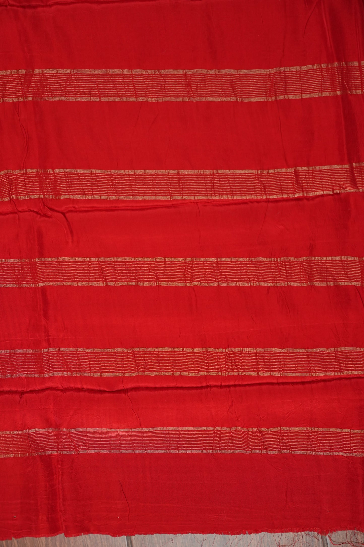 Crepe Silk Saree with Embroidered Border - Red