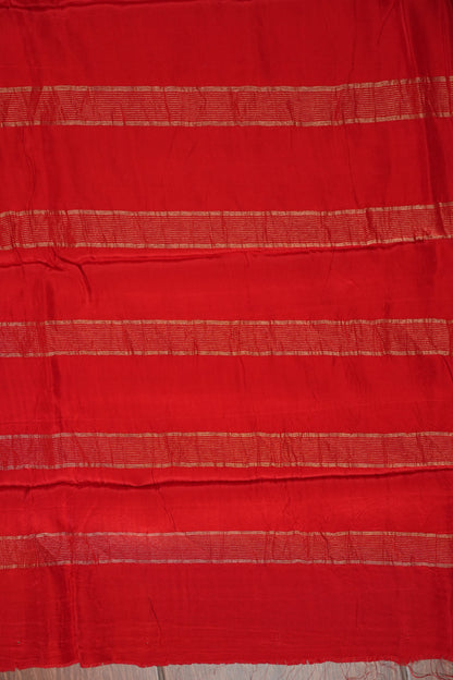 Crepe Silk Saree with Embroidered Border - Red