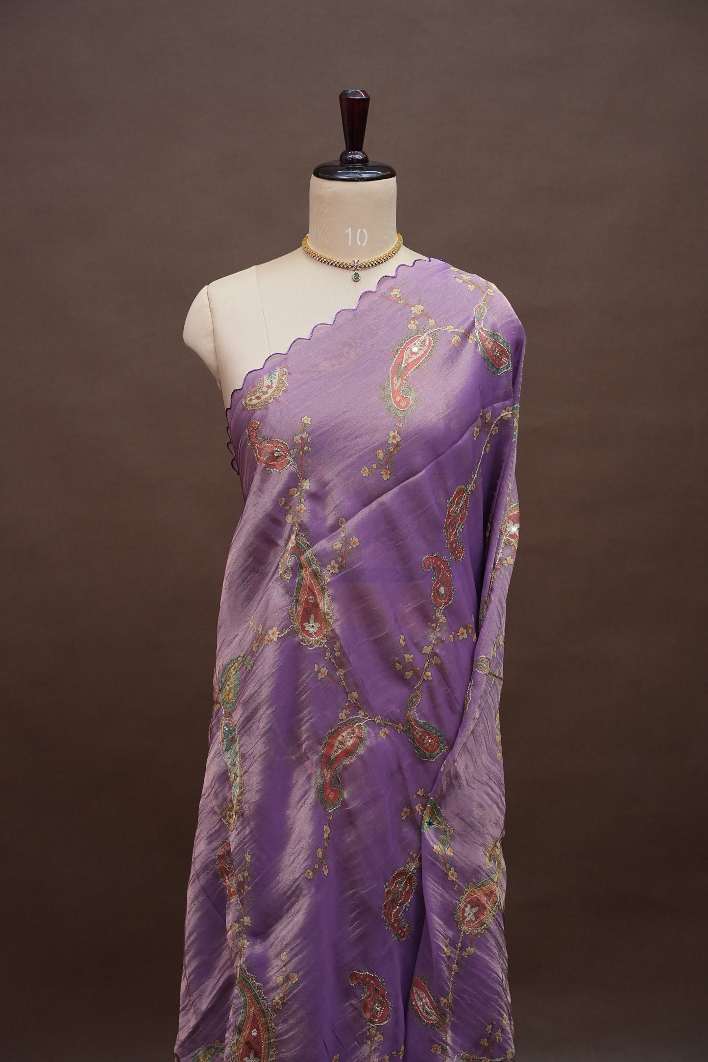 Lavender Glass Tissue Organza Designer Party Wear Saree