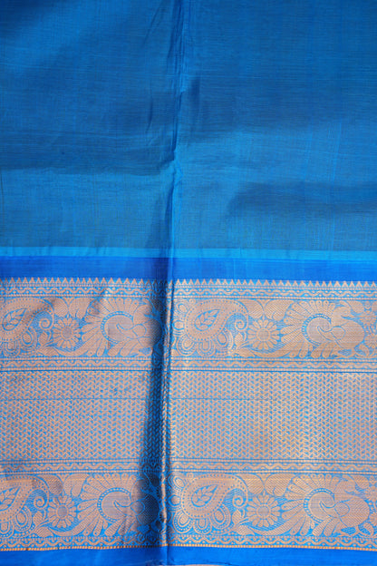 Pure Kuppadam Silk Cotton Saree - Wine with Copper Sulphate Blue