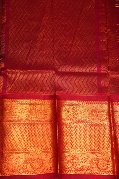 Pure Kuppadam Silk Cotton Saree - Deep Blue with Red