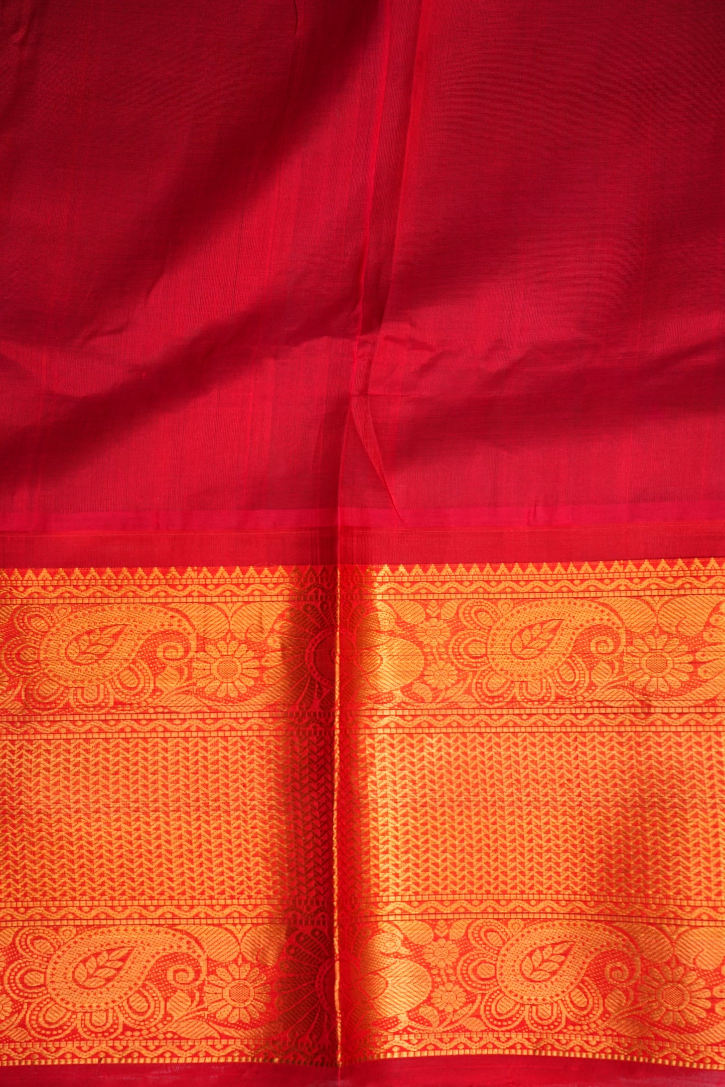 Pure Kuppadam Silk Cotton Saree - Deep Blue with Red