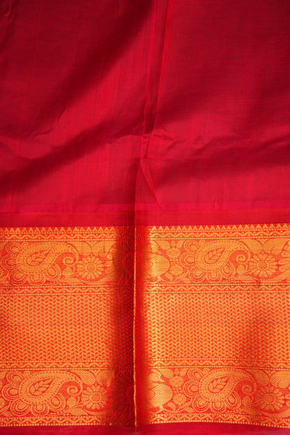 Pure Kuppadam Silk Cotton Saree - Deep Blue with Red