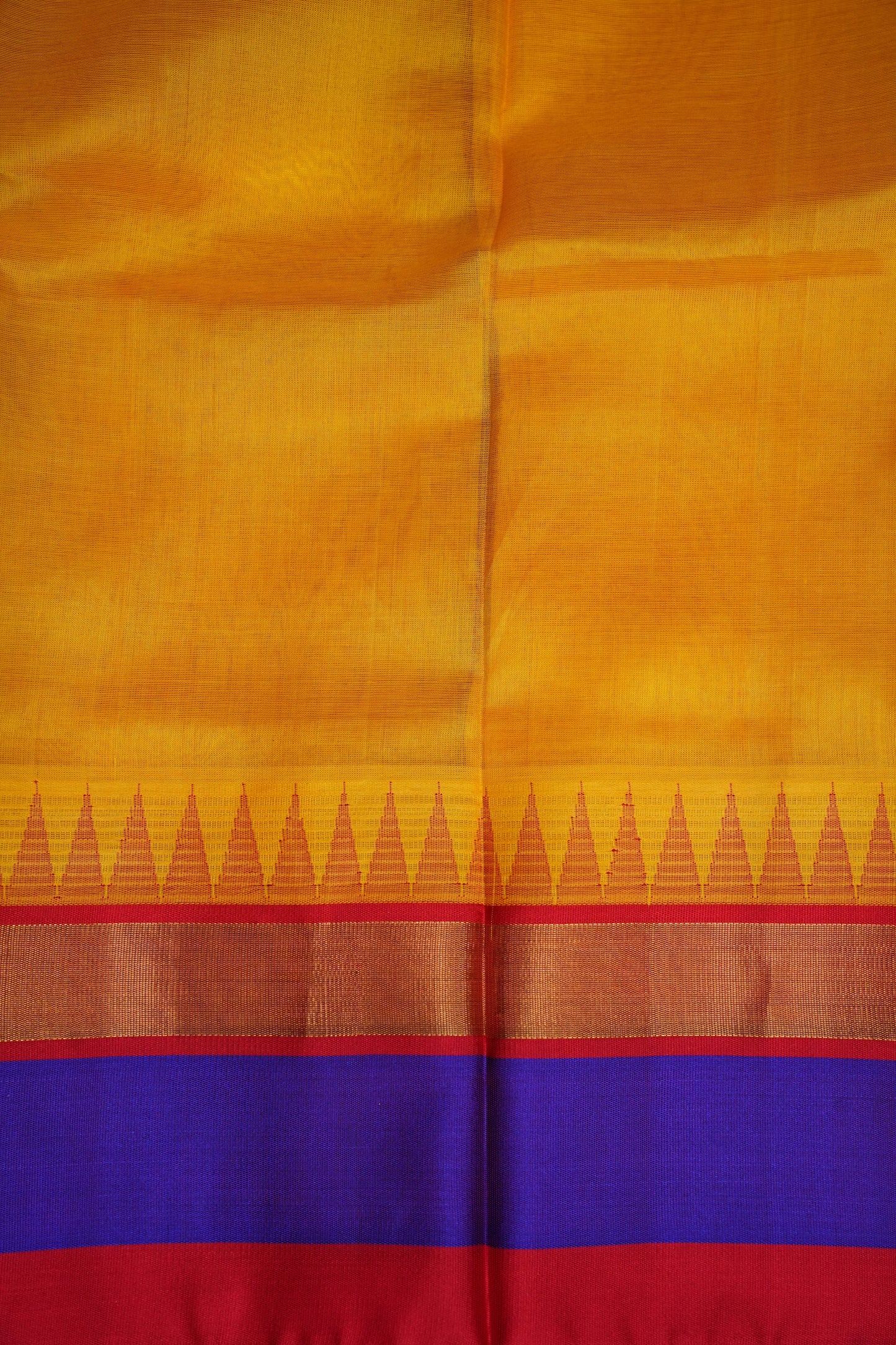 Pure Kuppadam Korvai Silk Cotton Pattu Saree-Yellow & Red