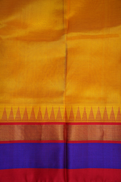 Pure Kuppadam Korvai Silk Cotton Pattu Saree-Yellow & Red