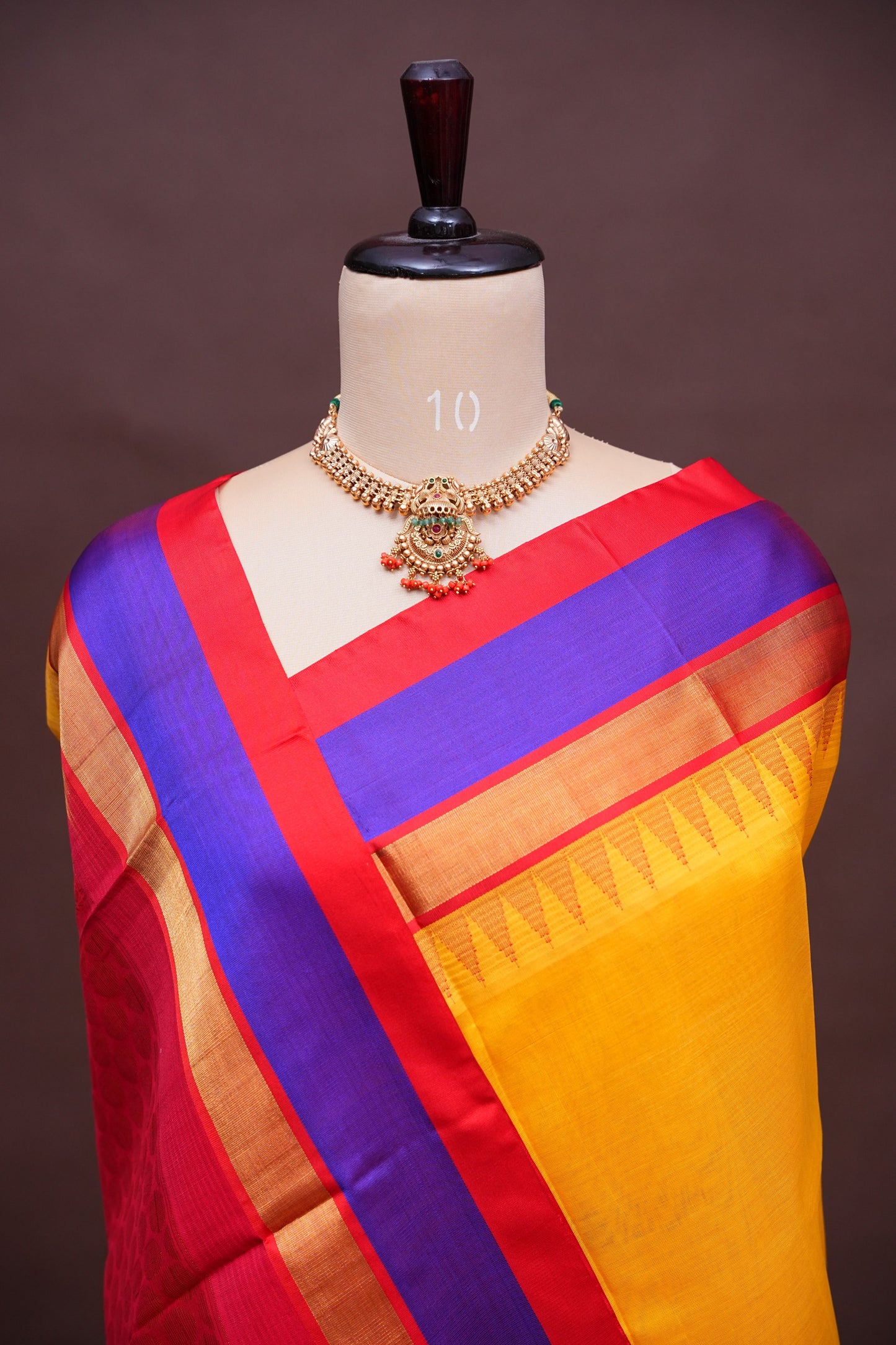 Pure Kuppadam Korvai Silk Cotton Pattu Saree-Yellow & Red
