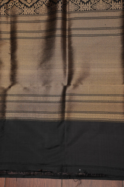 Pure Handloom Silk Katan Banaras Saree - Black|Silk Mark Certified