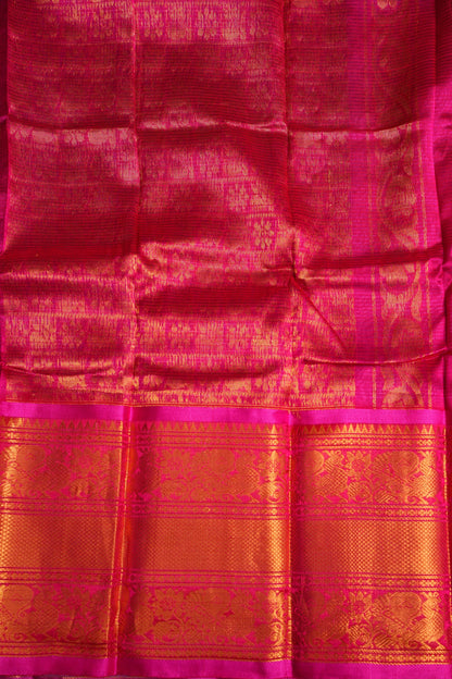 Mangalgiri Kuppadam Silk Cotton Pattu Saree - Lavender & Pink