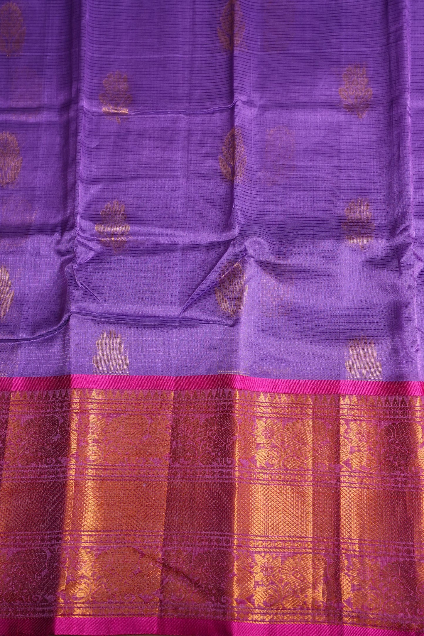 Mangalgiri Kuppadam Silk Cotton Pattu Saree - Lavender & Pink