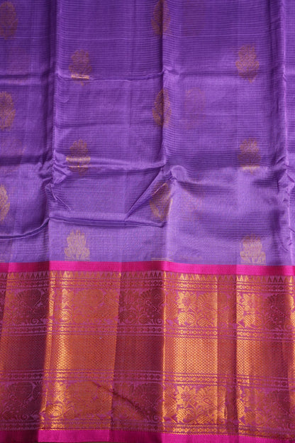 Mangalgiri Kuppadam Silk Cotton Pattu Saree - Lavender & Pink