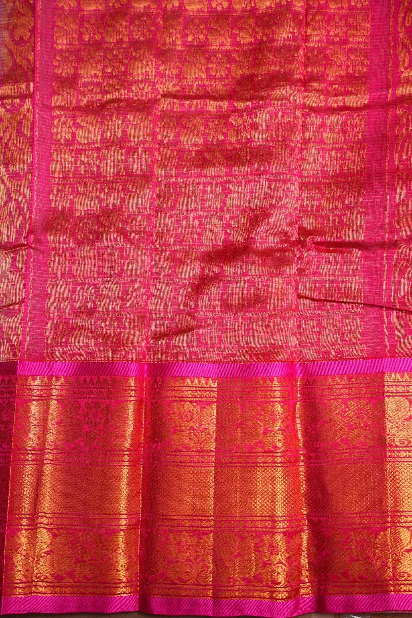 Mangalgiri Kuppadam Silk Cotton Pattu Saree - Pistachio & Pink