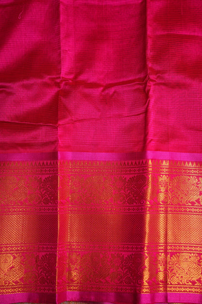 Mangalgiri Kuppadam Silk Cotton Pattu Saree - Pistachio & Pink