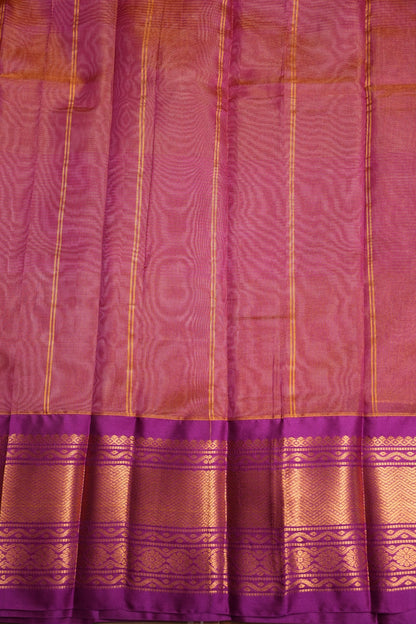Tissue Silk Cotton Mangalgiri Kuppadam Pattu Saree - Ivory & Pink