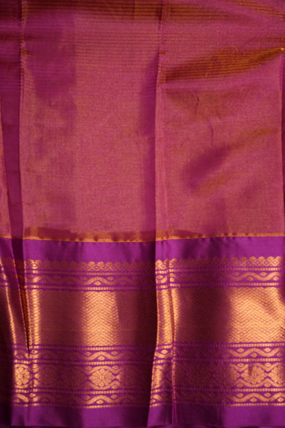 Tissue Silk Cotton Mangalgiri Kuppadam Pattu Saree - Ivory & Pink