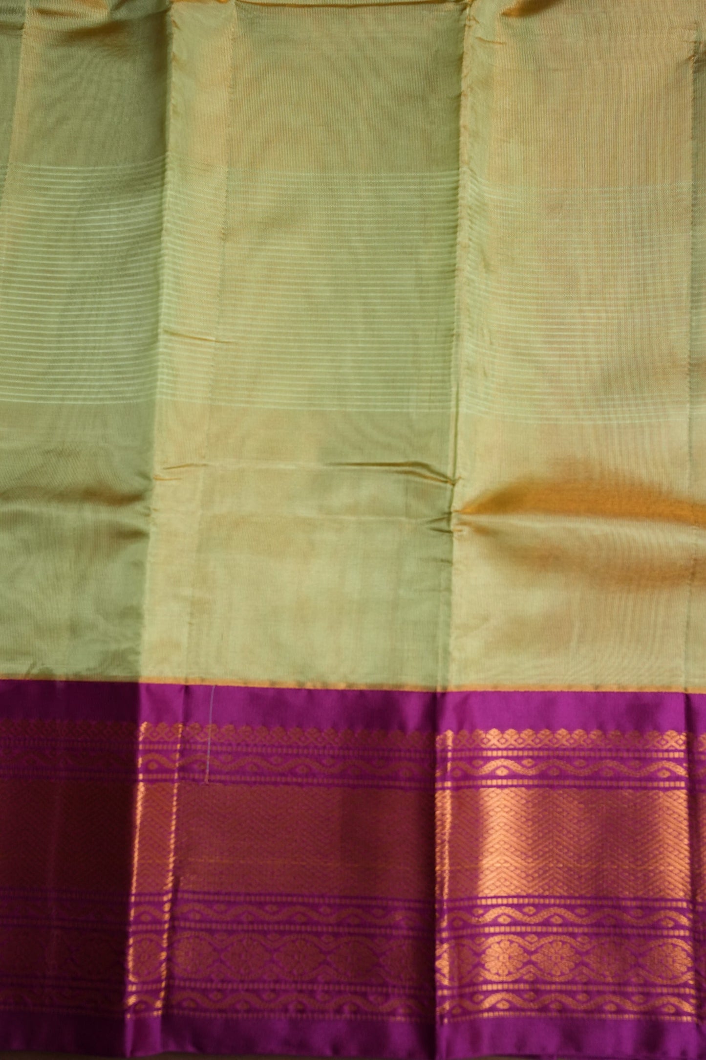 Tissue Silk Cotton Mangalgiri Kuppadam Pattu Saree - Champagne Gold and Pink