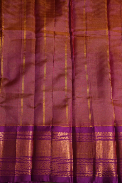 Tissue Silk Cotton Mangalgiri Kuppadam Pattu Saree - Parrot Green and Pink