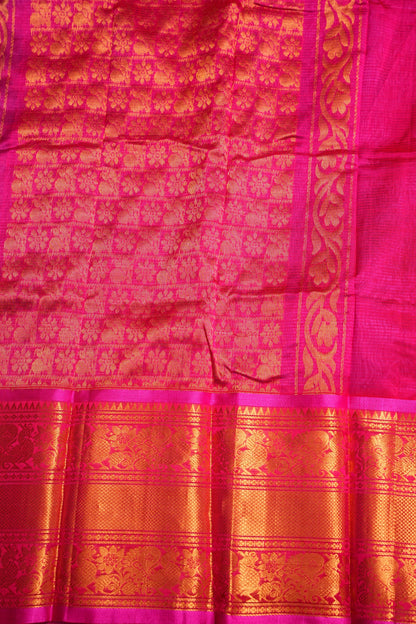 Mangalgiri Kuppadam Silk Cotton Pattu Saree - Lavender & Pink