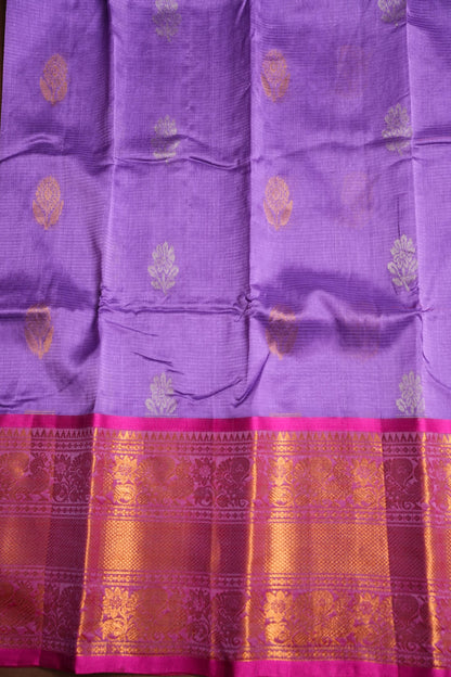 Mangalgiri Kuppadam Silk Cotton Pattu Saree - Lavender & Pink