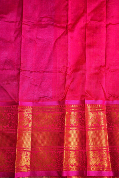 Mangalgiri Kuppadam Silk Cotton Pattu Saree - Lavender & Pink