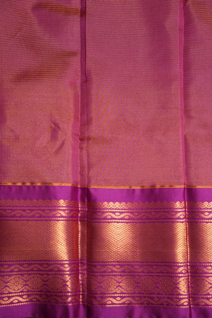 Tissue Silk Cotton Mangalgiri Kuppadam Pattu Saree - Parrot Green and Pink