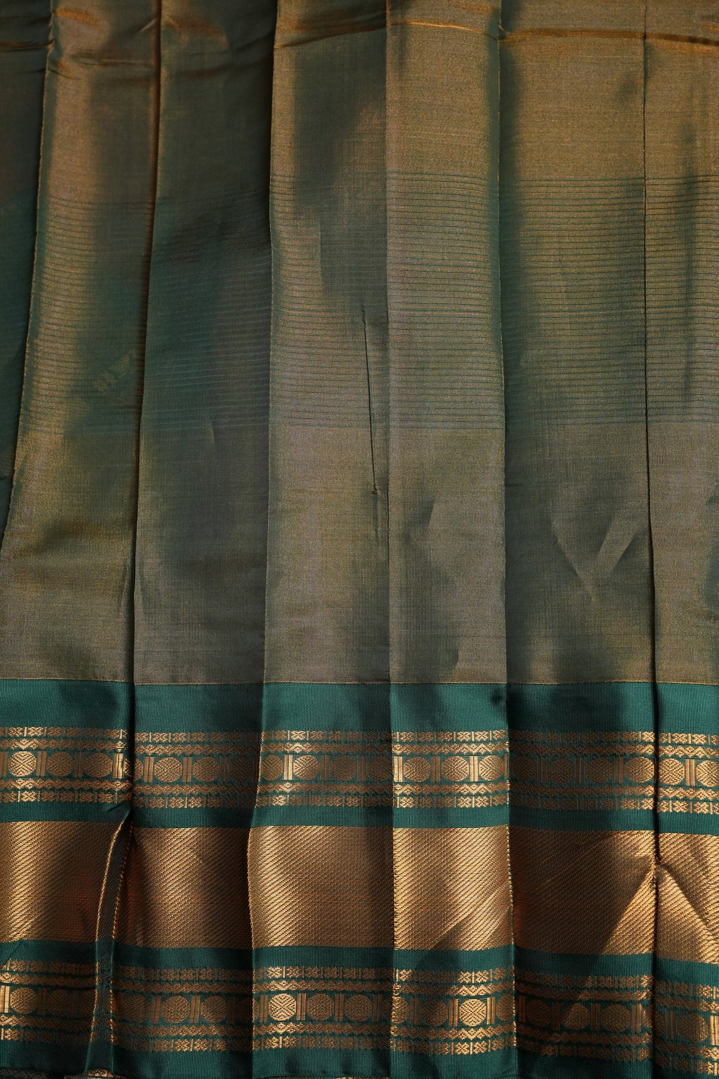 Tissue Silk Cotton Mangalgiri Kuppadam Pattu Saree - Rust Orange and Green
