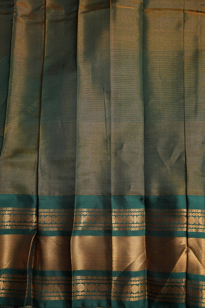 Tissue Silk Cotton Mangalgiri Kuppadam Pattu Saree - Rust Orange and Green