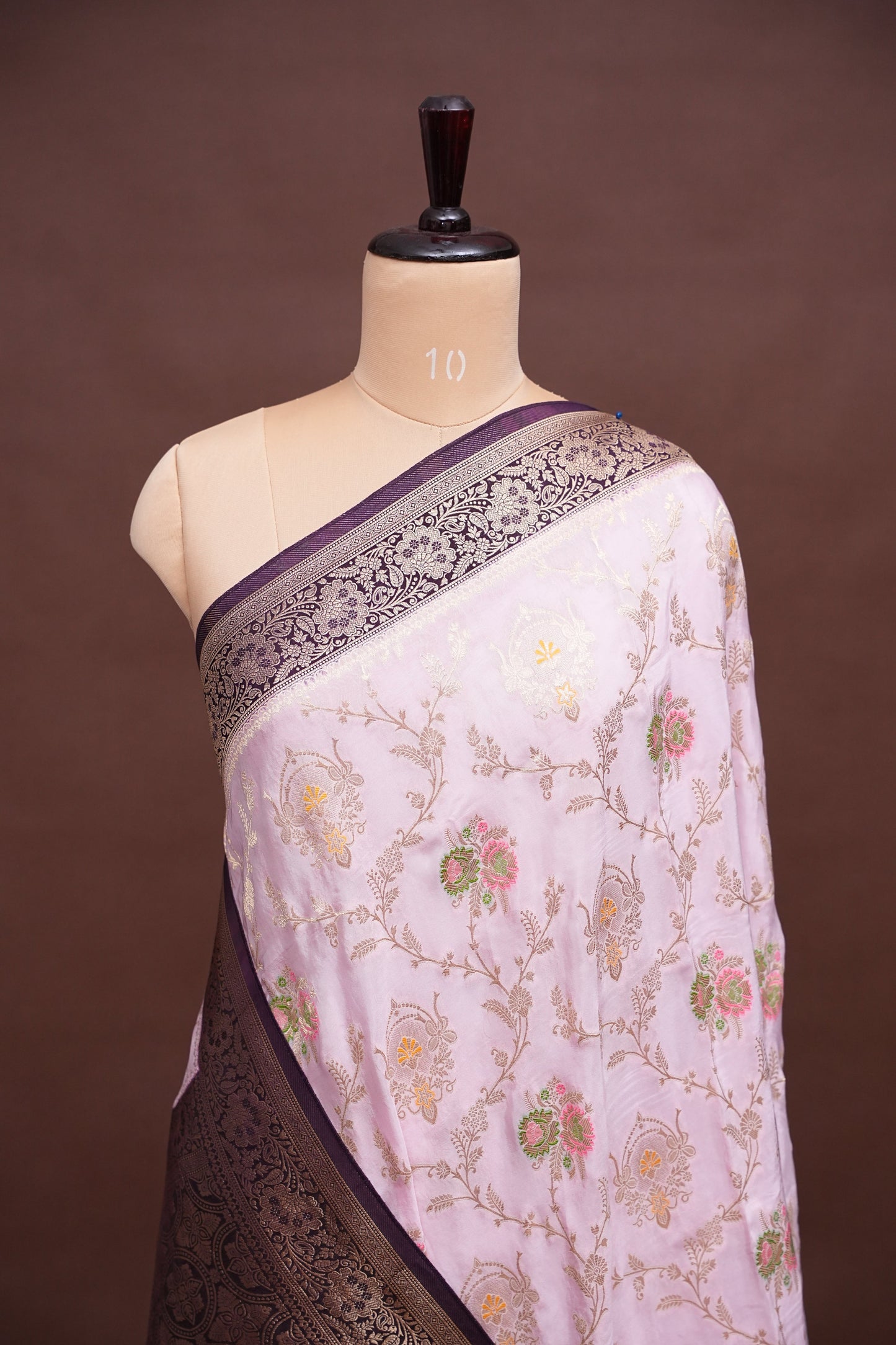 Banarasi Munga Silk Saree - Baby Pink & Deep Purple