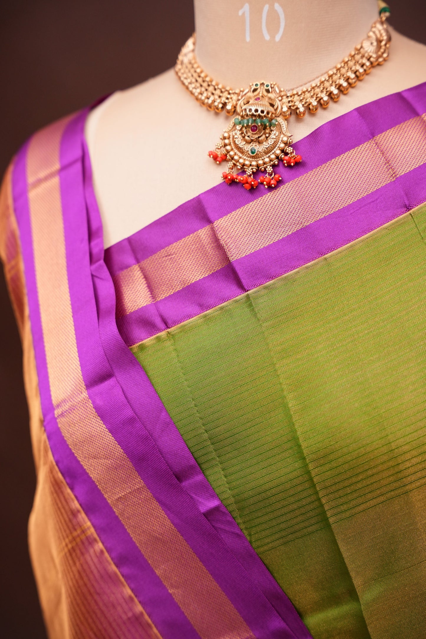 Tissue Silk Cotton Mangalgiri Kuppadam Pattu Saree - Parrot Green and Pink
