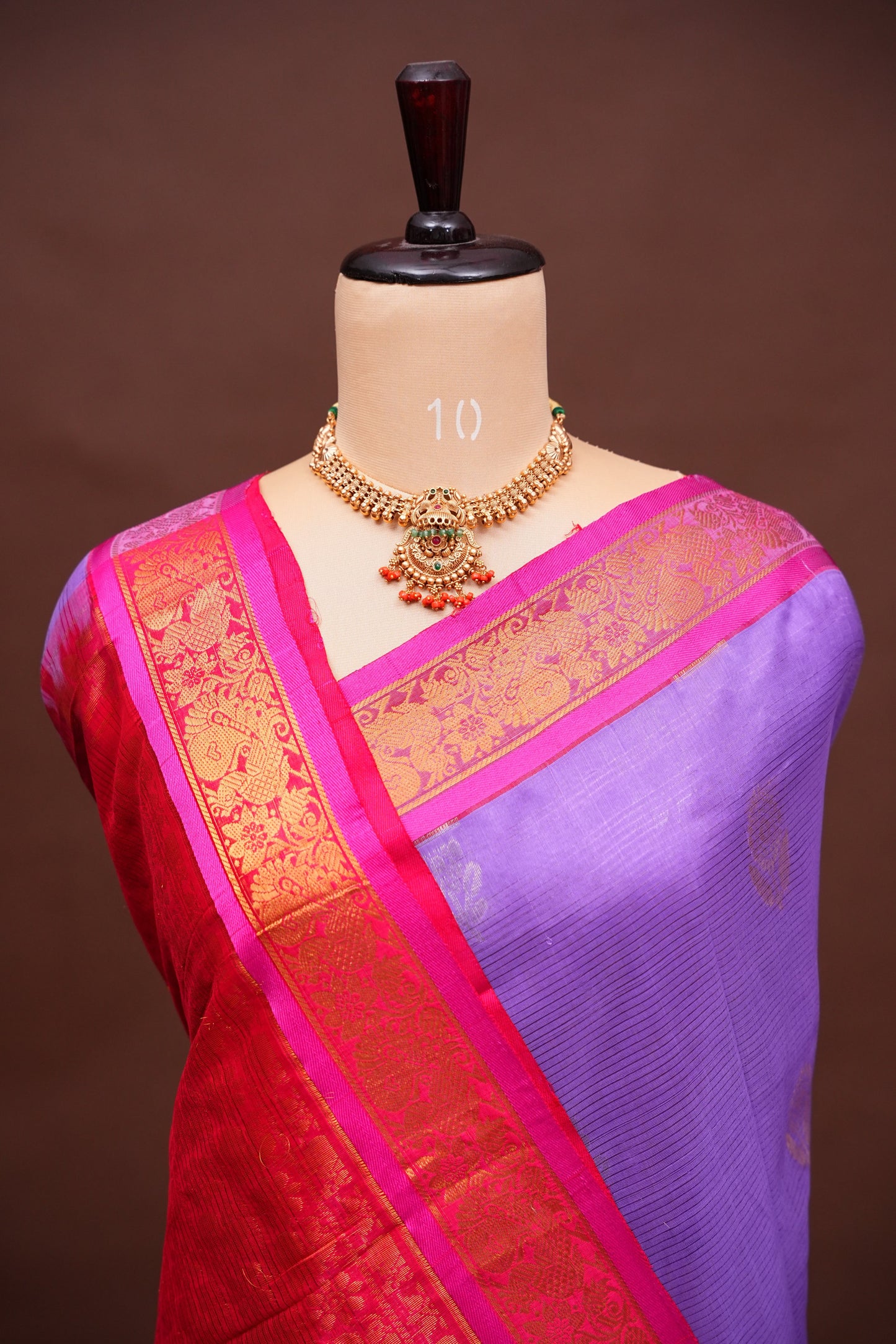 Mangalgiri Kuppadam Silk Cotton Pattu Saree - Lavender & Pink