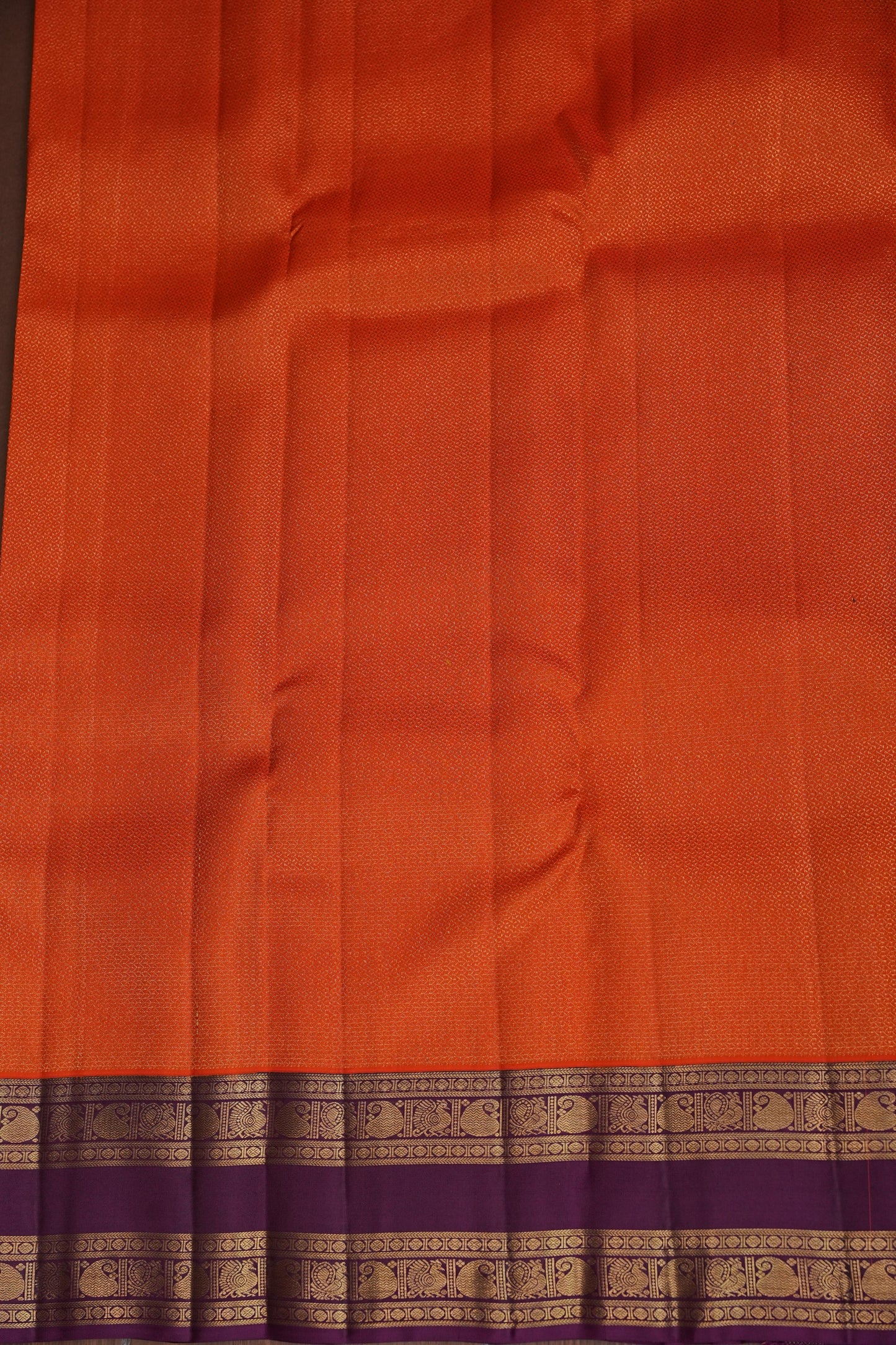 Vibrant Orange & Royal Purple Pure Kanchipuram Silk Saree | Silk Mark Certified