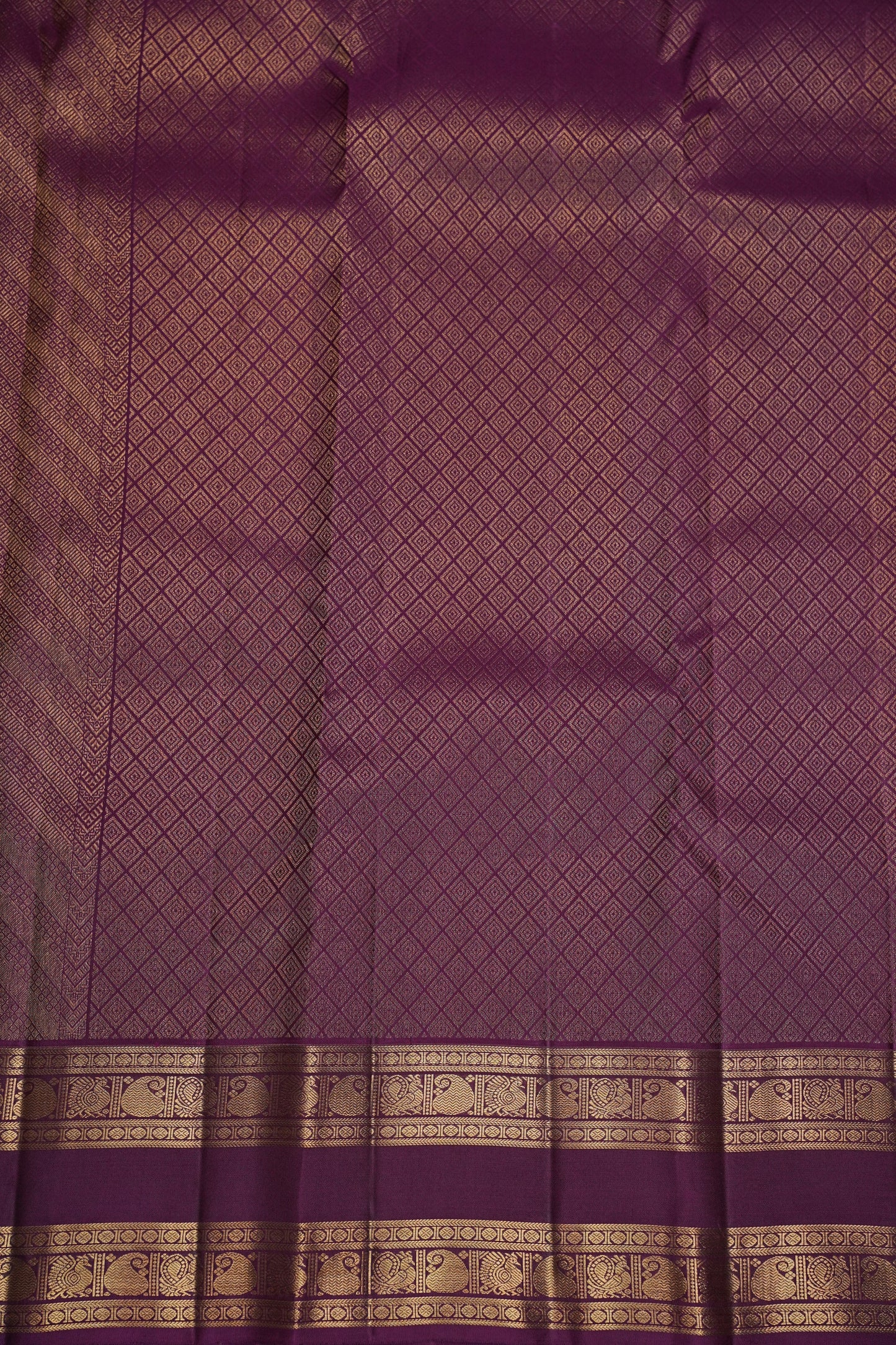 Vibrant Orange & Royal Purple Pure Kanchipuram Silk Saree | Silk Mark Certified