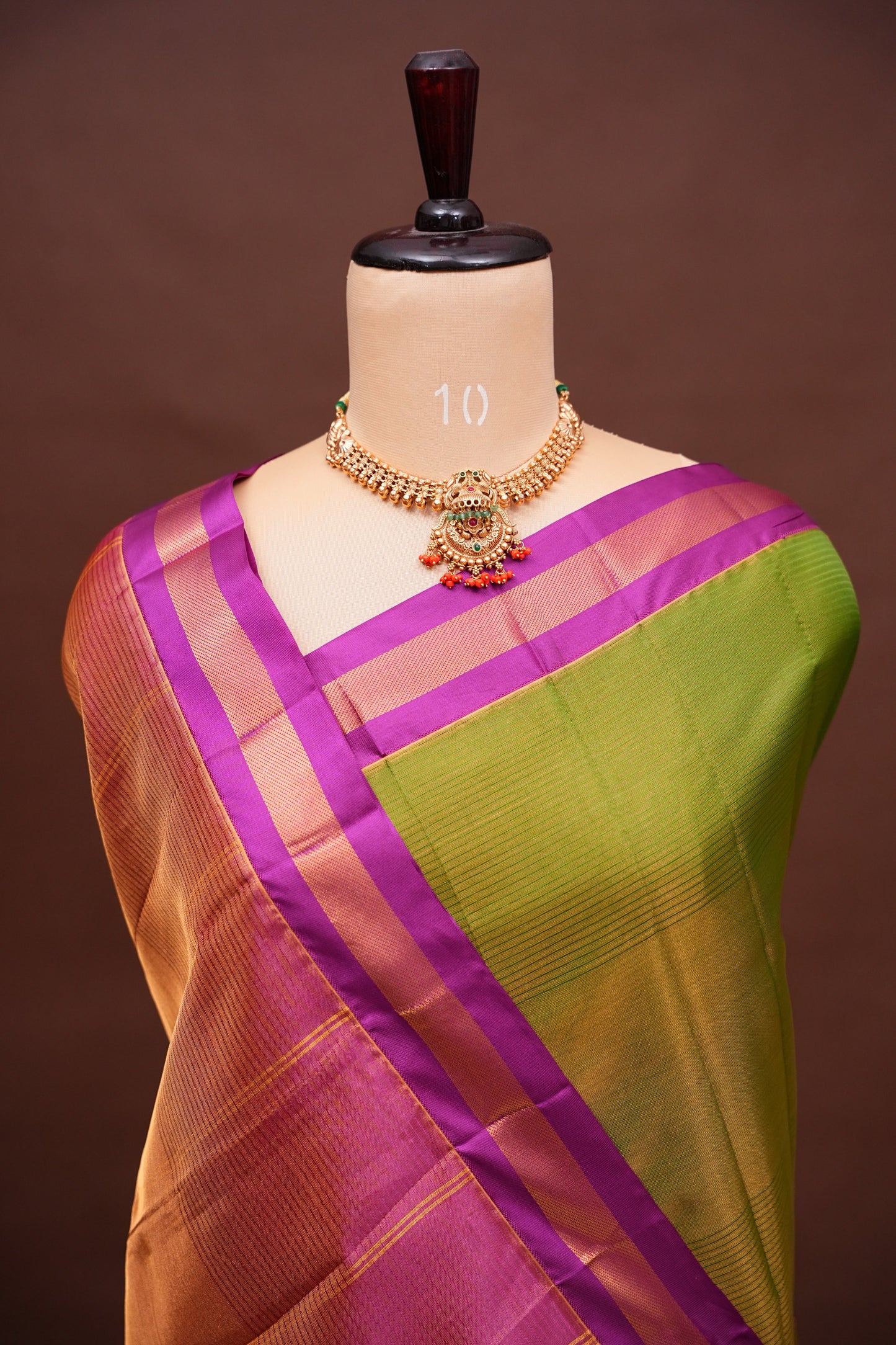 Tissue Silk Cotton Mangalgiri Kuppadam Pattu Saree - Parrot Green and Pink
