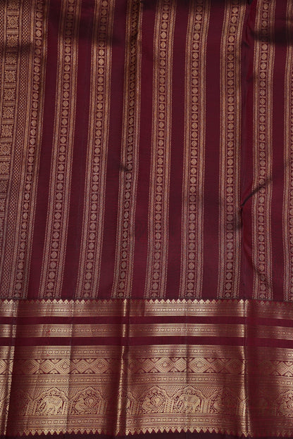 Baby Pink & Wine Pure Kanchipuram Silk Saree | Silk Mark Certified