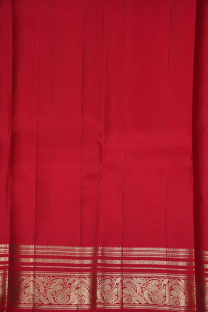 Ivory White & Deep Red Pure Kanchipuram Silk Saree | Silk Mark Certified