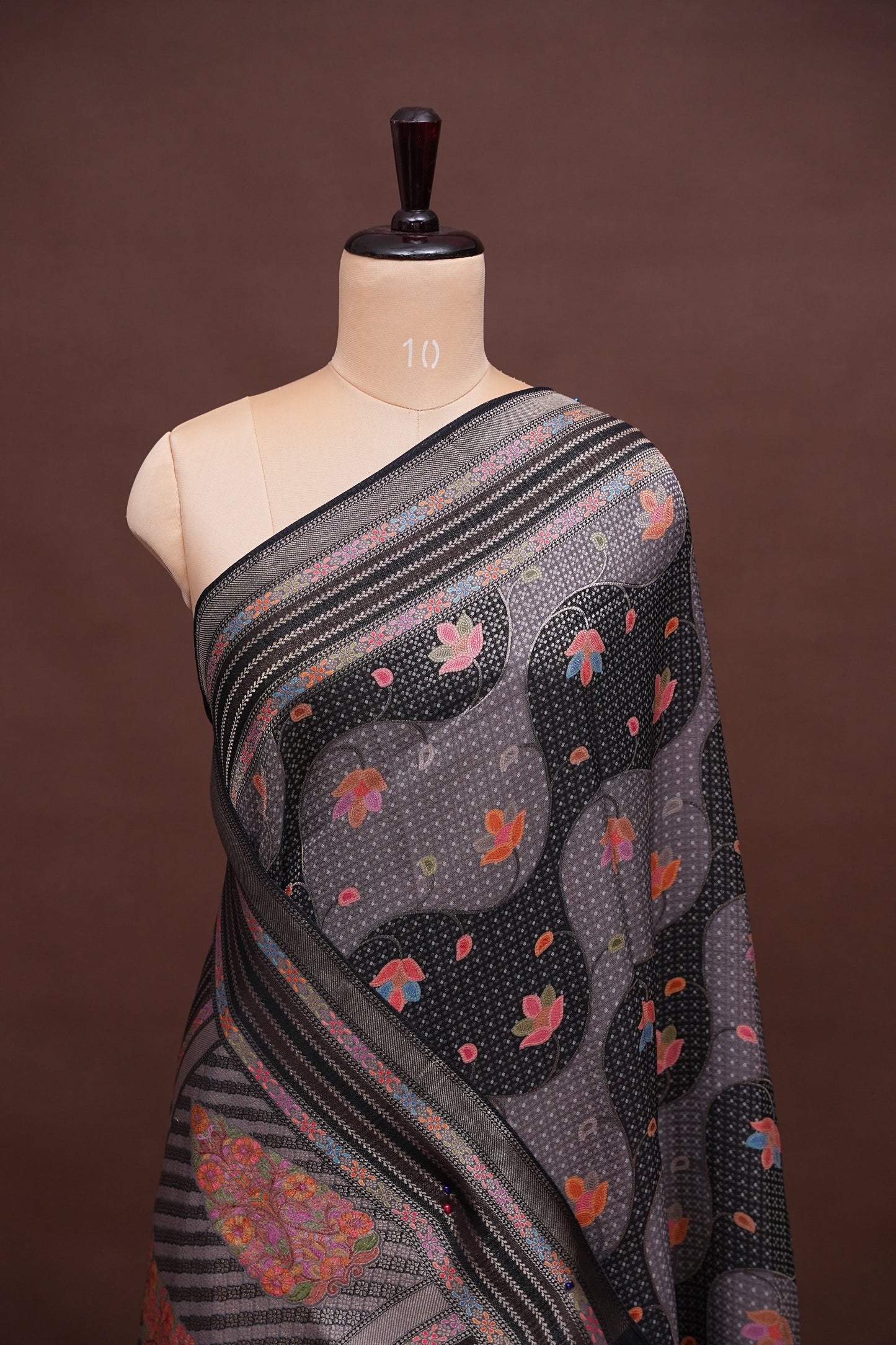 Kashmiri Pashmina Mellow Tissue Banarasi Saree - Black