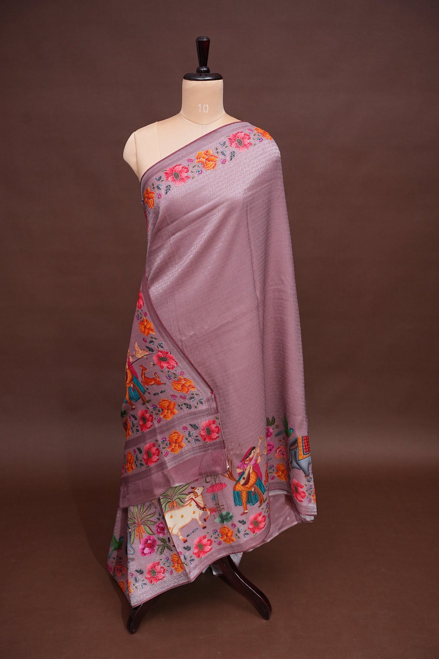 Kashmiri Pashmina Mellow Tissue Banarasi Saree - Mauve Pink