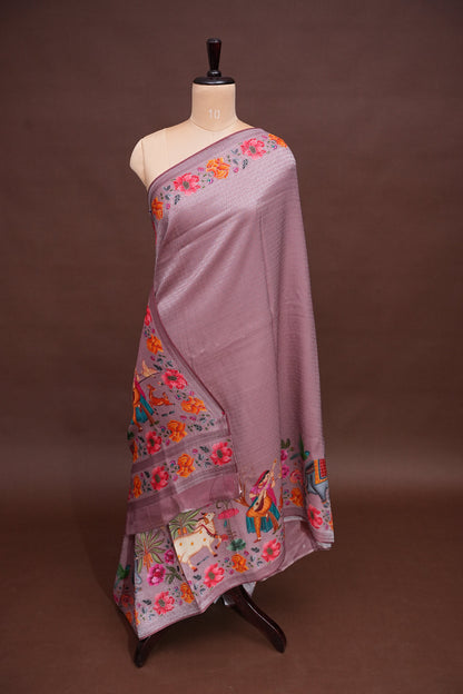 Kashmiri Pashmina Mellow Tissue Banarasi Saree - Mauve Pink
