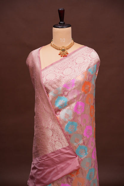 Rangkat Pure Silk Katan Banaras Saree-Nude Shade|Silk Mark Certified