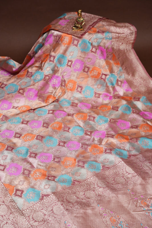 Rangkat Pure Silk Katan Banaras Saree-Nude Shade|Silk Mark Certified