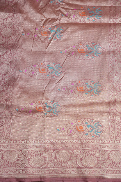 Rangkat Pure Silk Katan Banaras Saree-Nude Shade|Silk Mark Certified